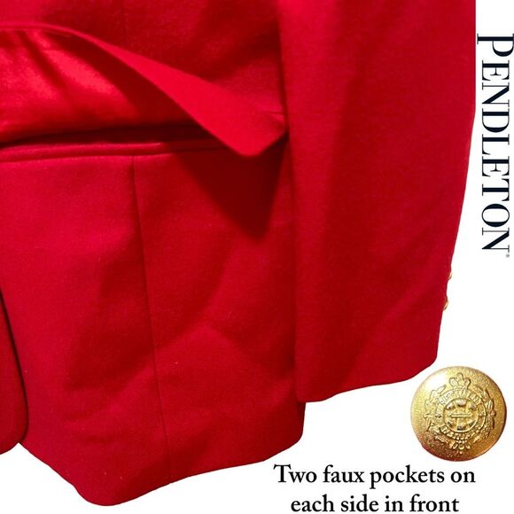 Pendleton Vintage 100% Virgin Wool Blazer Suit Jacket Made in USA Red Womens 8 - Picture 7 of 16